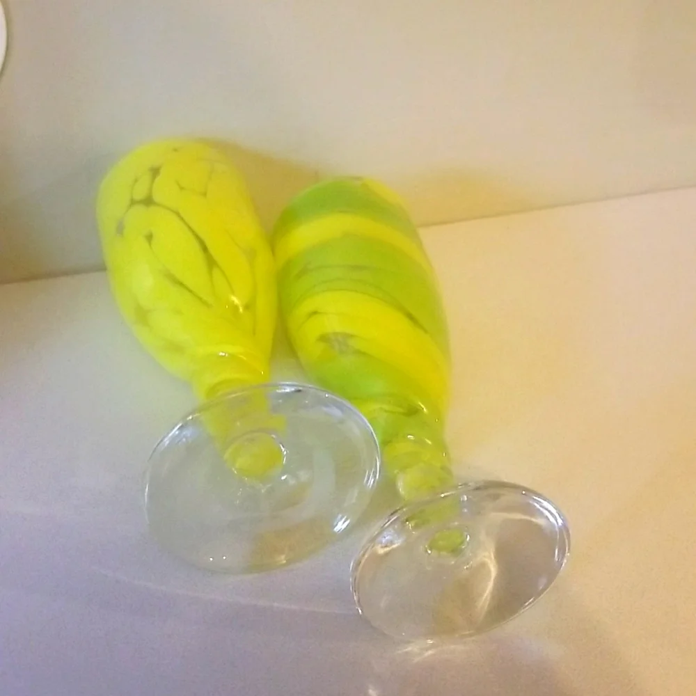 Champagne flutes, handblown glass